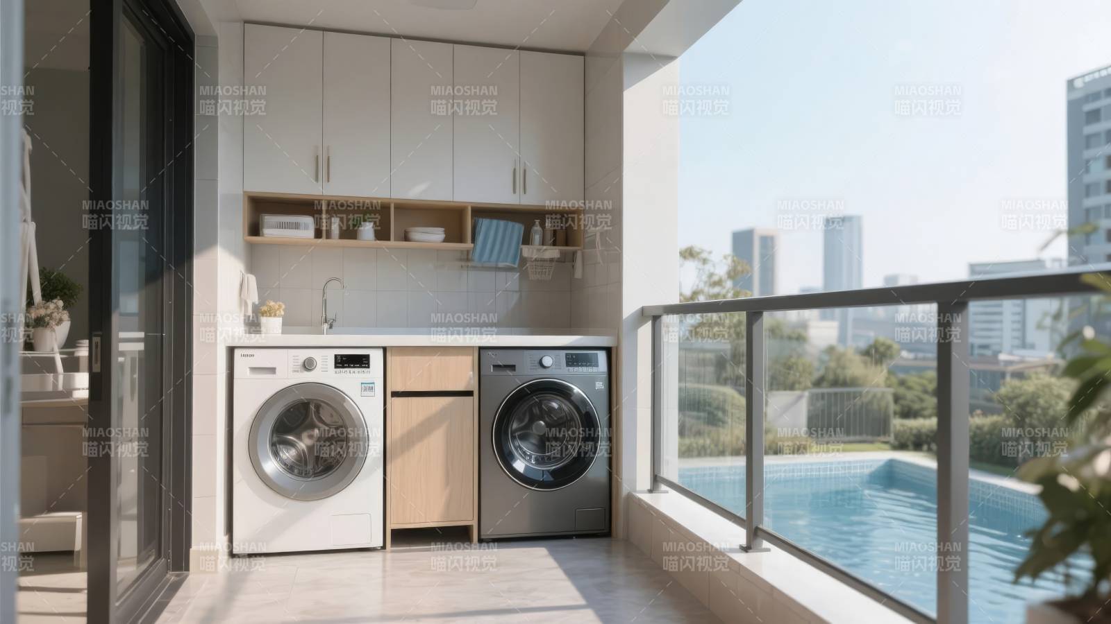 现代阳台洗衣房图片