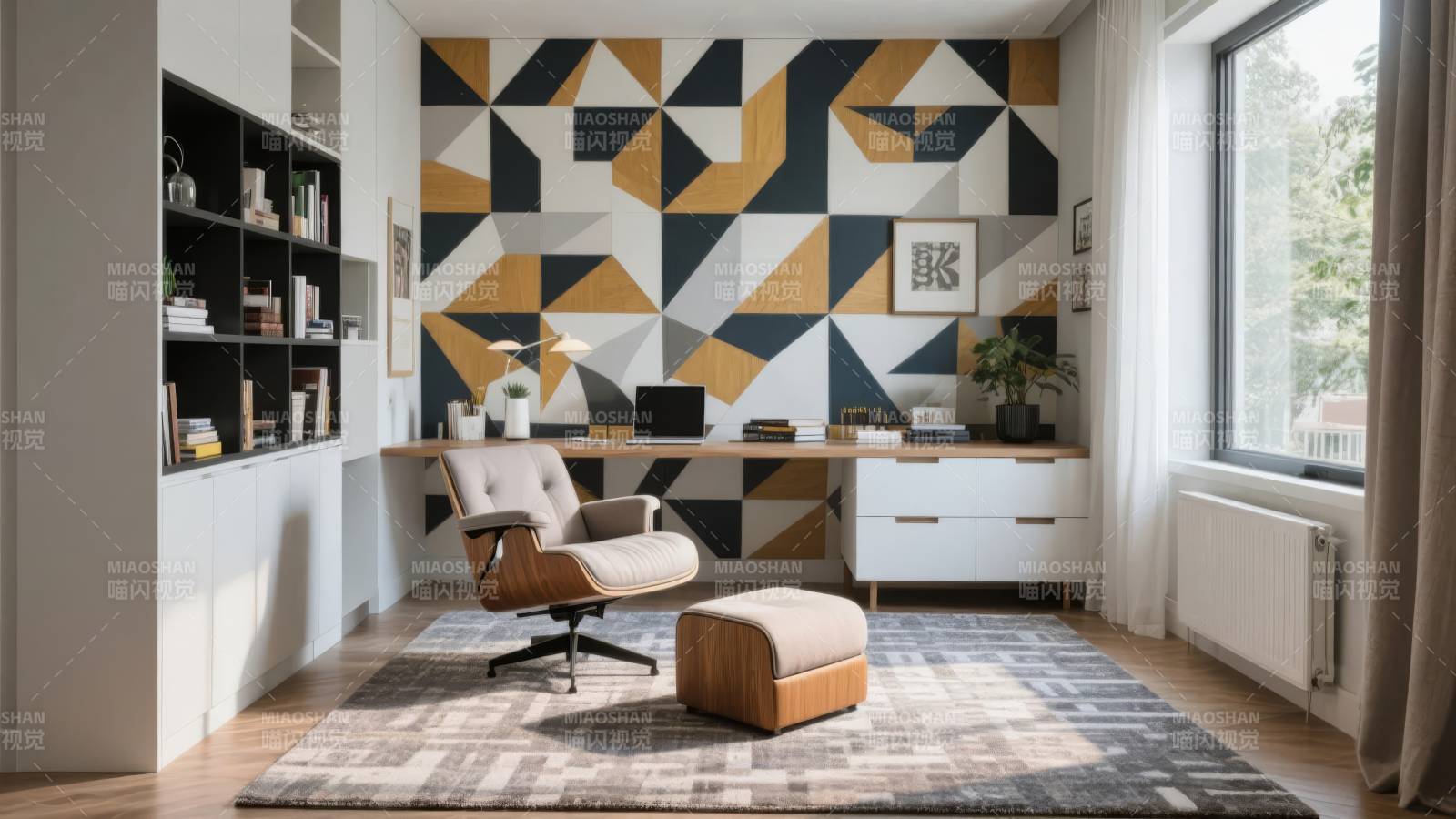 现代简约书房设计图片