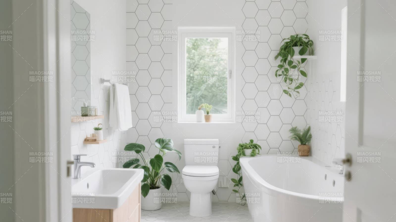 清新自然浴室图片