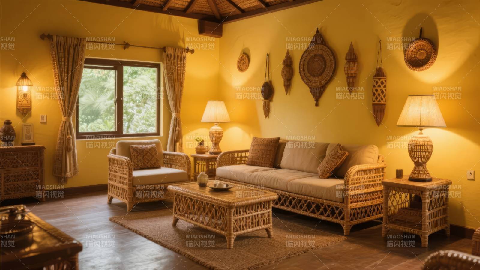 温馨竹艺客厅图片