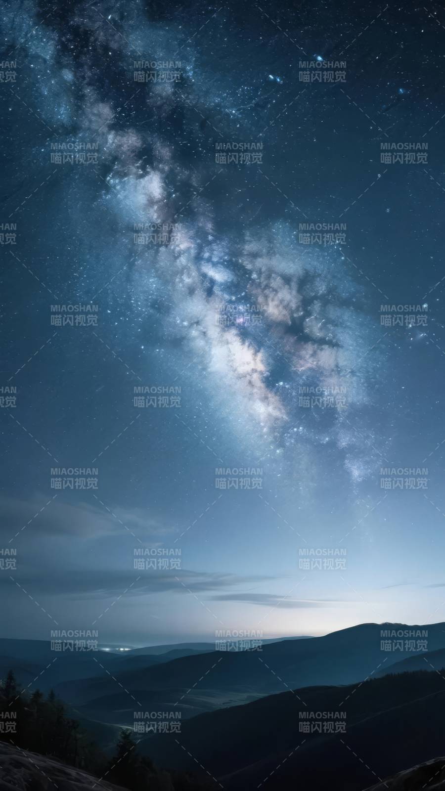 星河璀璨夜山景图片