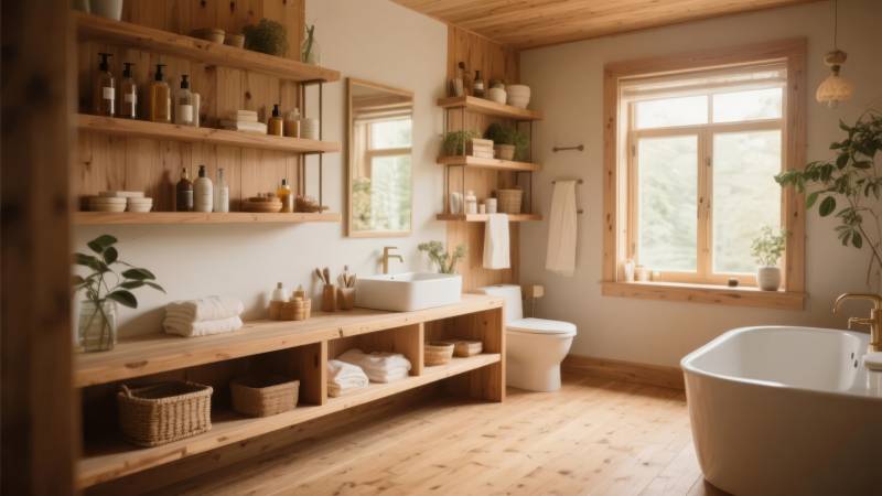 木质浴室温馨自然图片