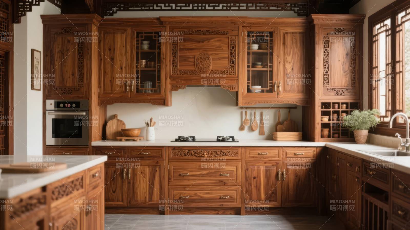 古典木纹厨房图片