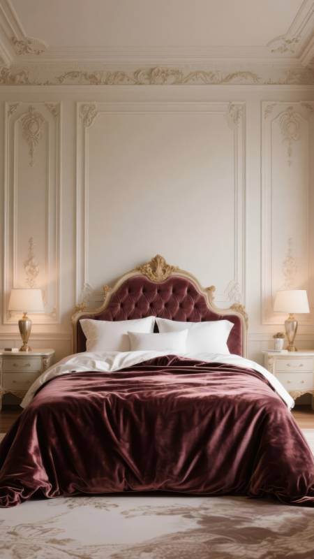 奢华卧室 典雅红床图片