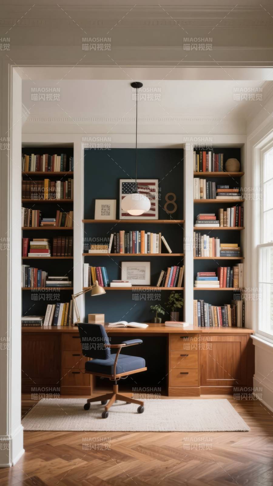 书房静谧阅读角图片