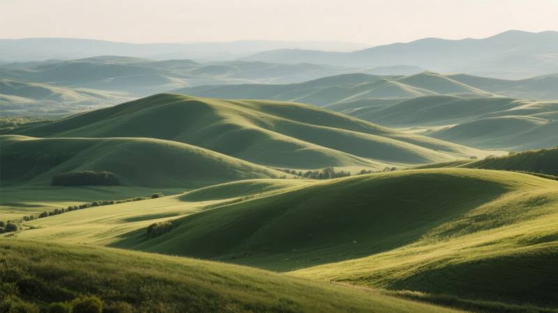 绿野连绵山峦图片
