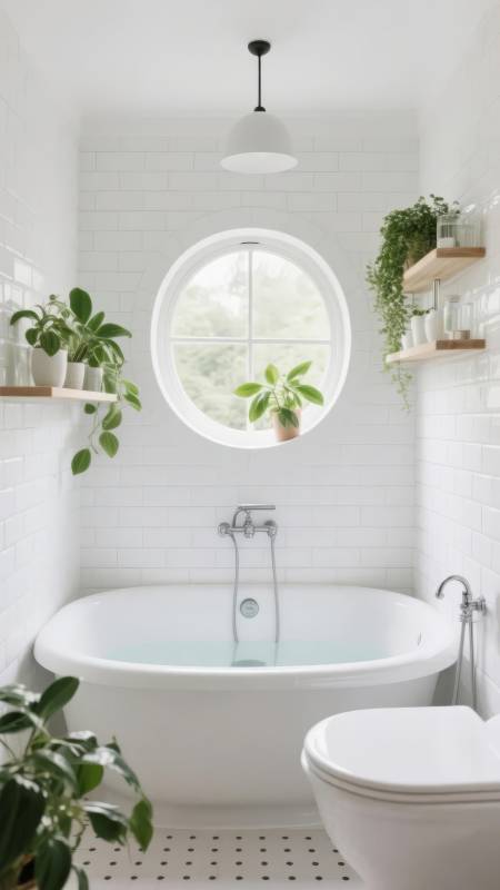 绿意盎然的浴室图片