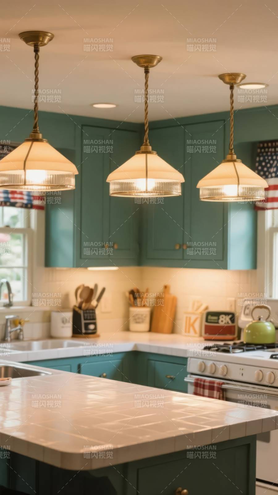 复古绿厨温馨光图片