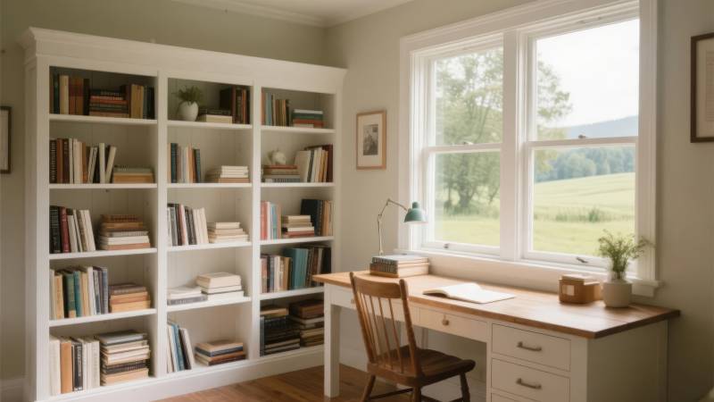 明亮书房 书架满载图片