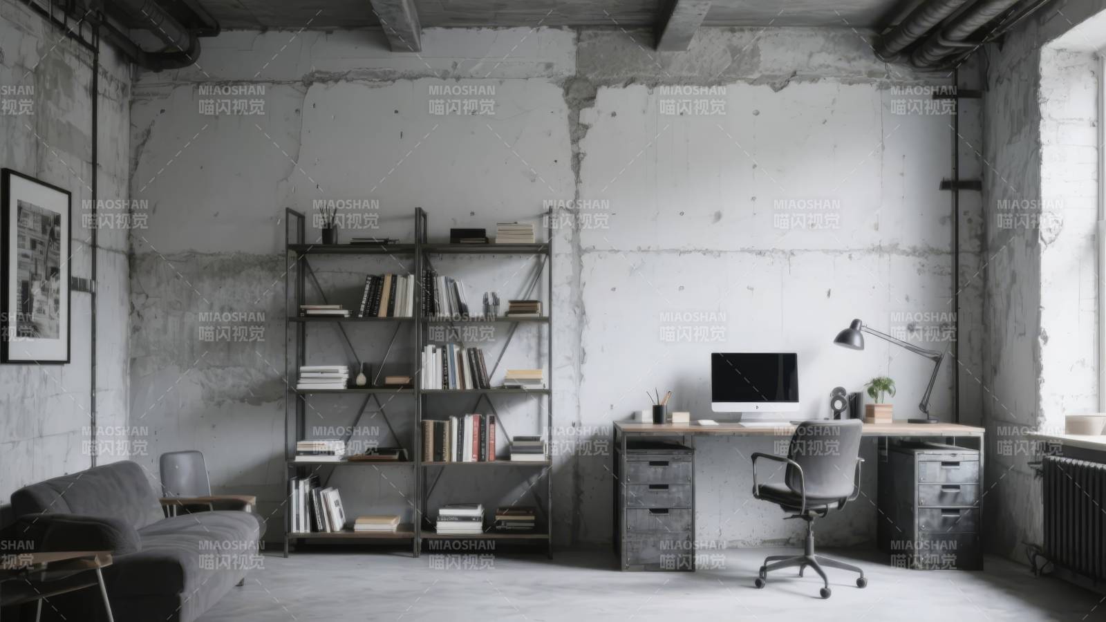 工业风书房设计图片