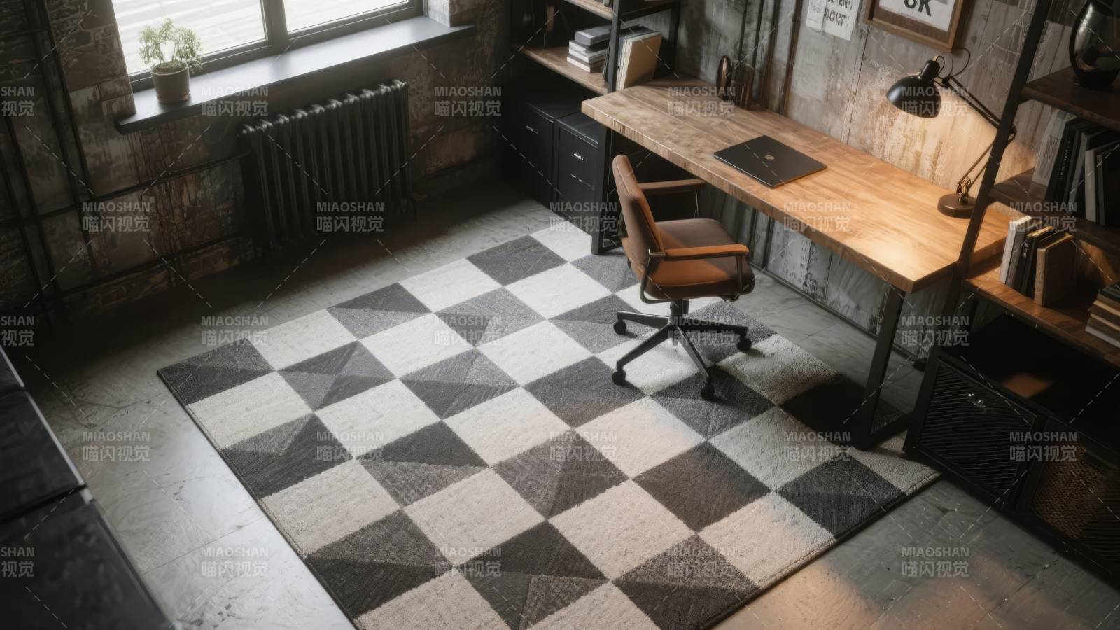 工业风书房一角图片