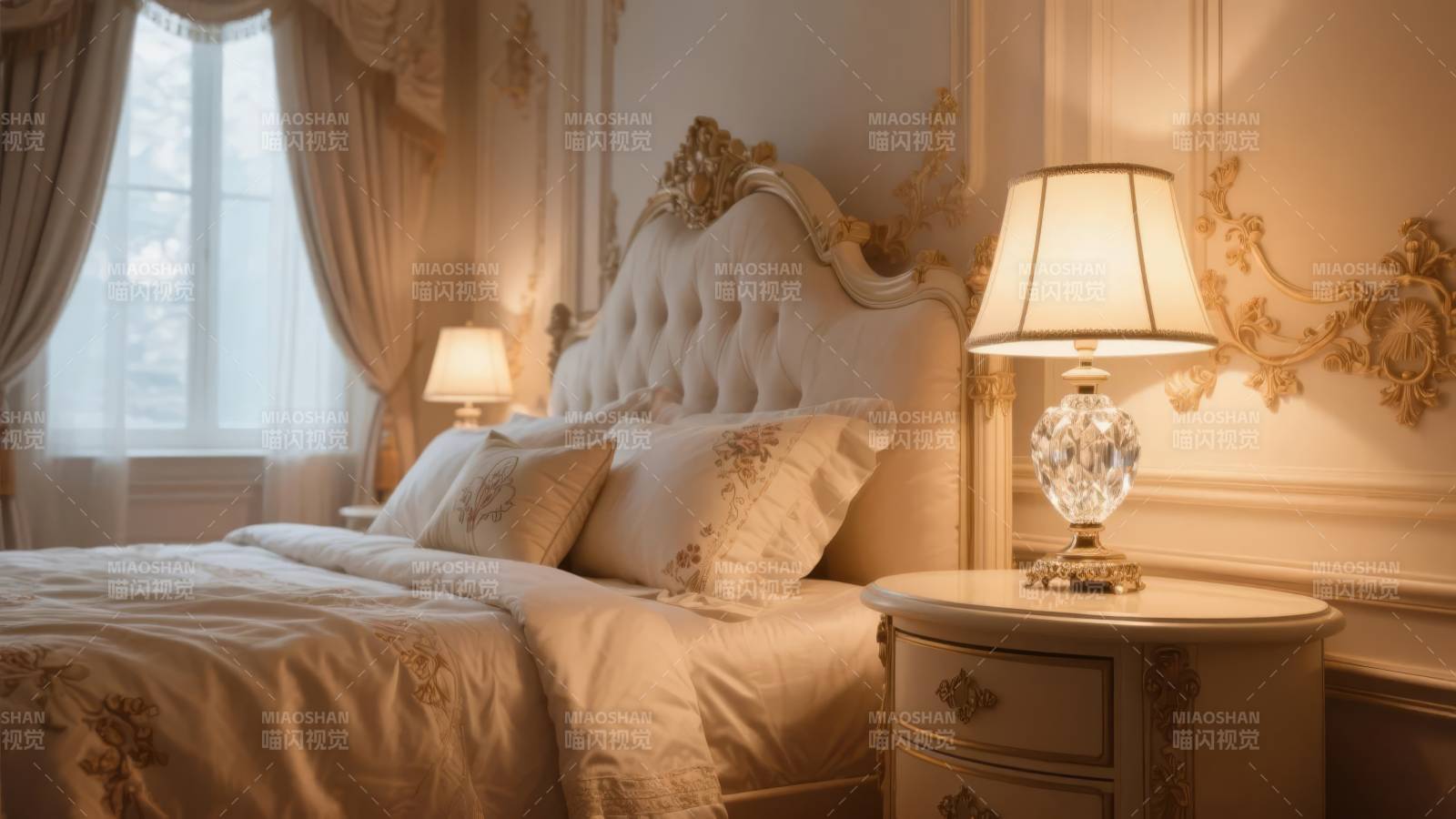 奢华卧室静谧夜景图片