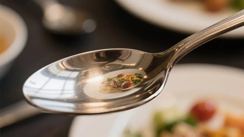 勺中美食特写图片