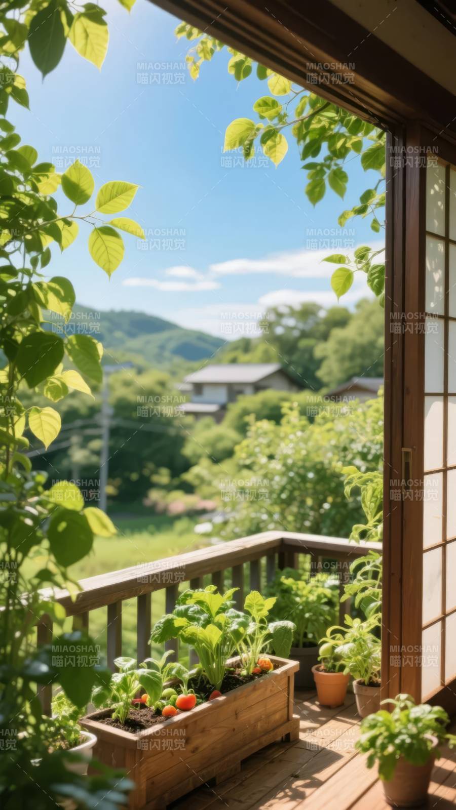 阳台绿意盎然图片