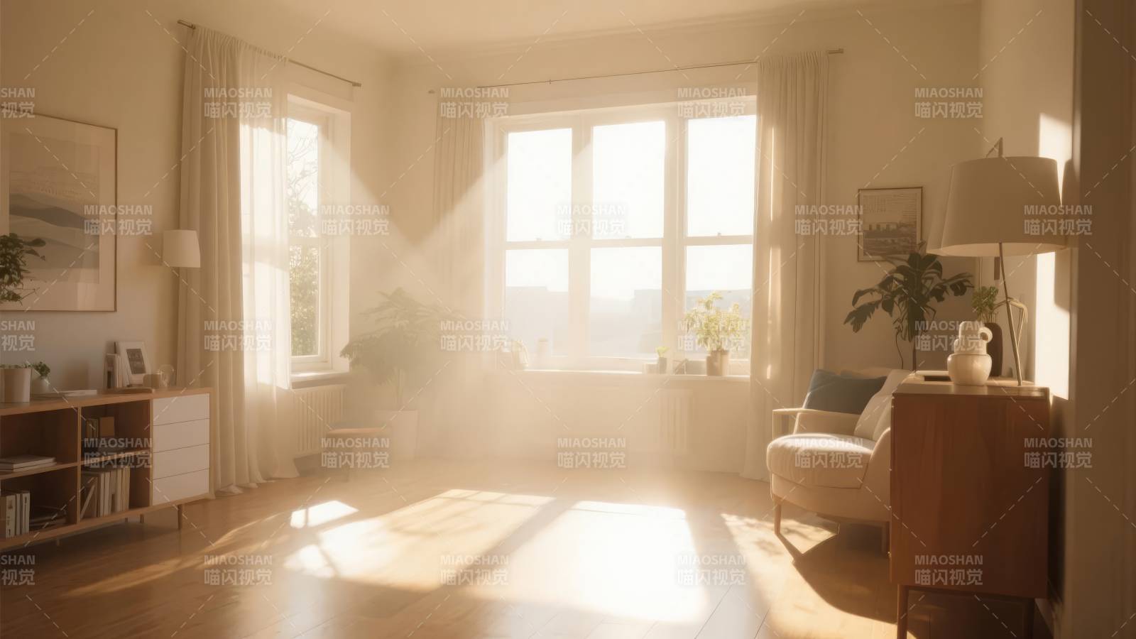 阳光洒满温馨客厅图片