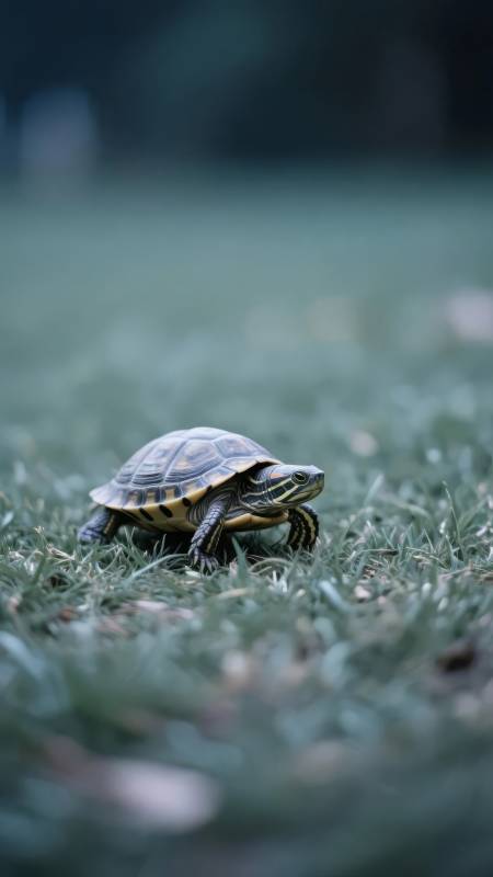 草地上爬行的乌龟图片