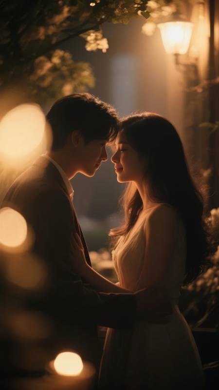 夜色中的深情对望图片