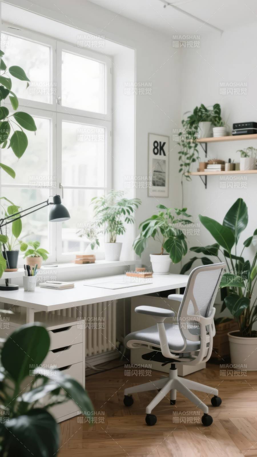 绿意盎然的办公角落图片