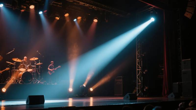 舞台灯光下的乐队演出图片