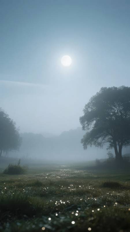 晨雾中的静谧湖畔图片