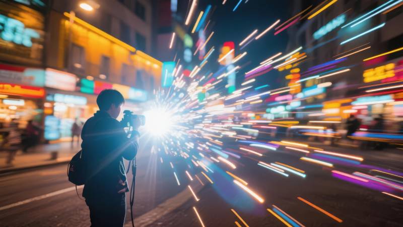 夜景光轨摄影图片