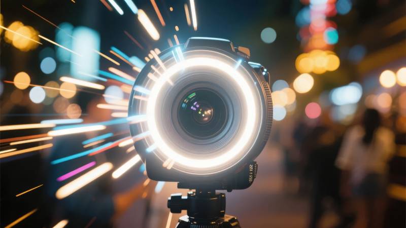 夜景拍摄 镜头闪光图片