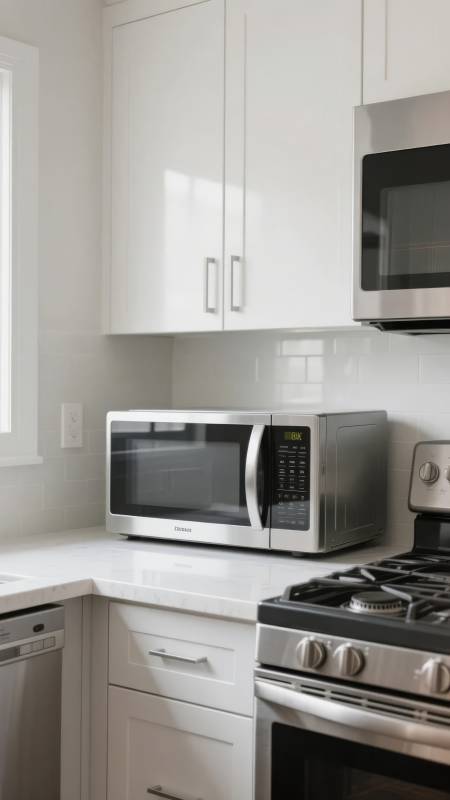 现代厨房微波炉特写图片