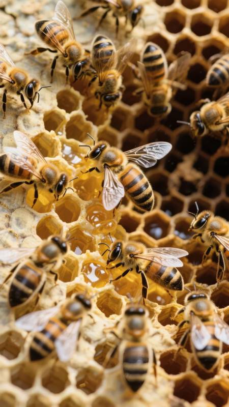 蜜蜂忙碌采蜜图片