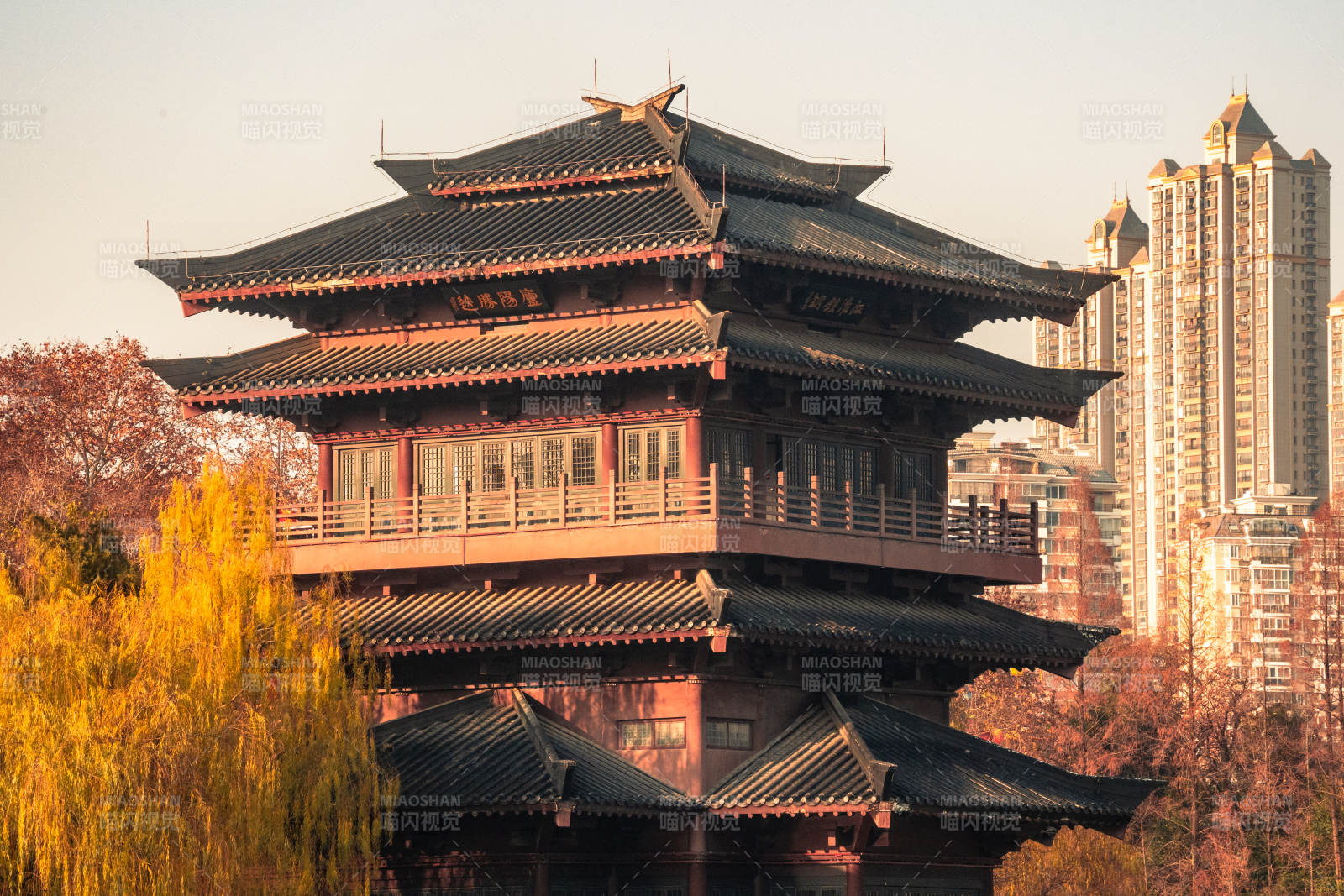 合肥逍遥津古塔映秋色图片