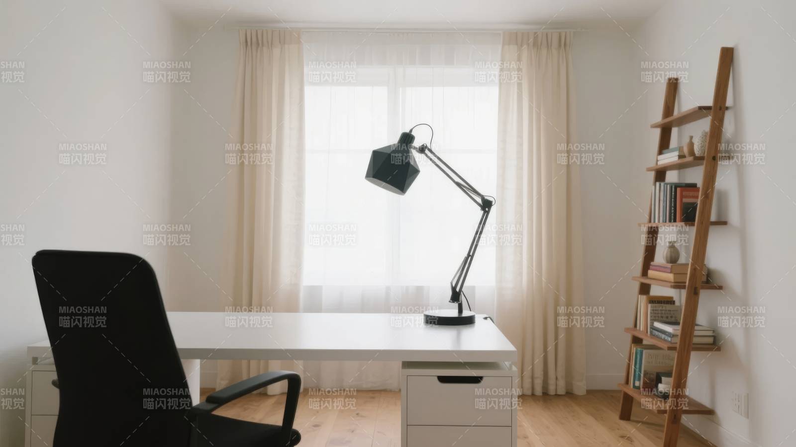 简约书房一角图片