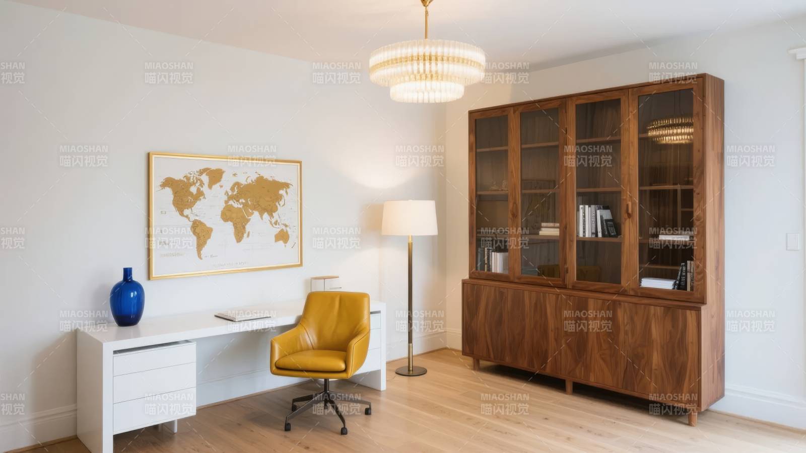 现代简约书房一角图片