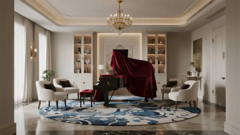 典雅客厅钢琴室图片