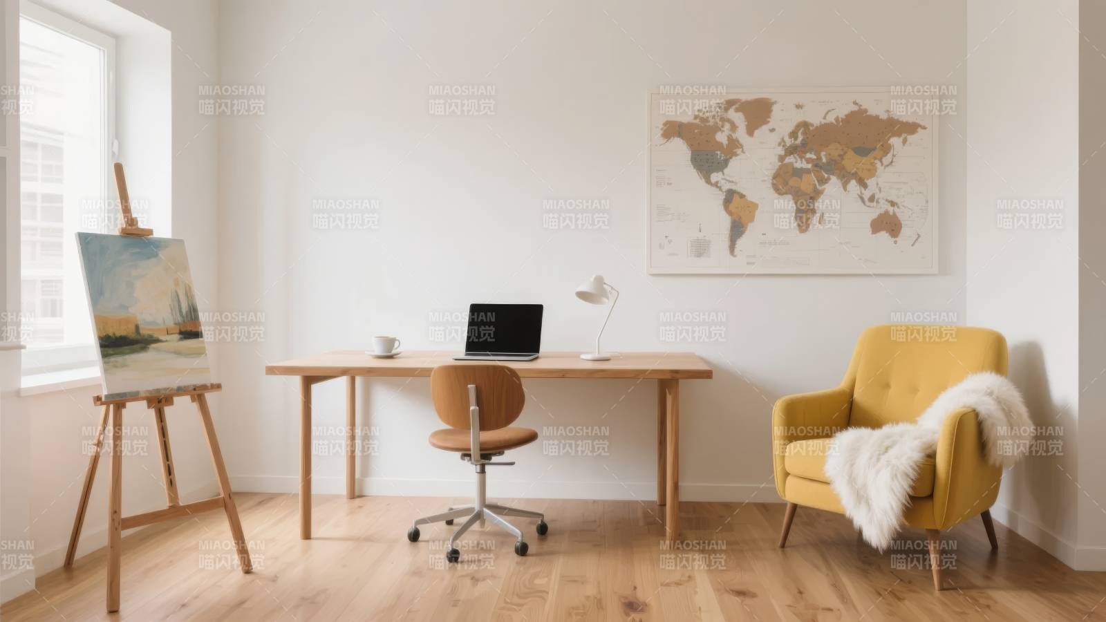 简约书房一角图片