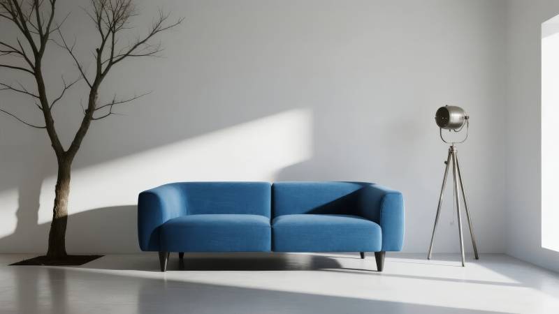 蓝沙发静谧空间图片