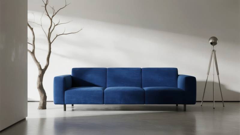 蓝色沙发静谧空间图片