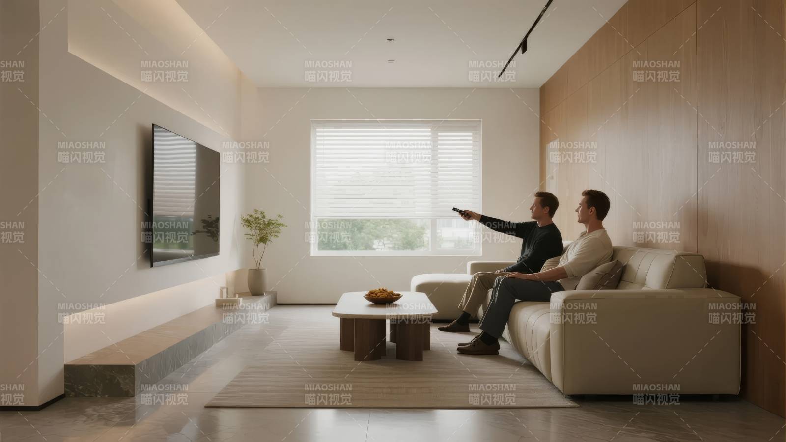 现代客厅观影时光图片