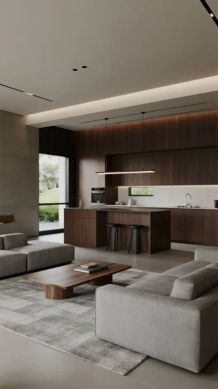 现代简约客厅厨房图片