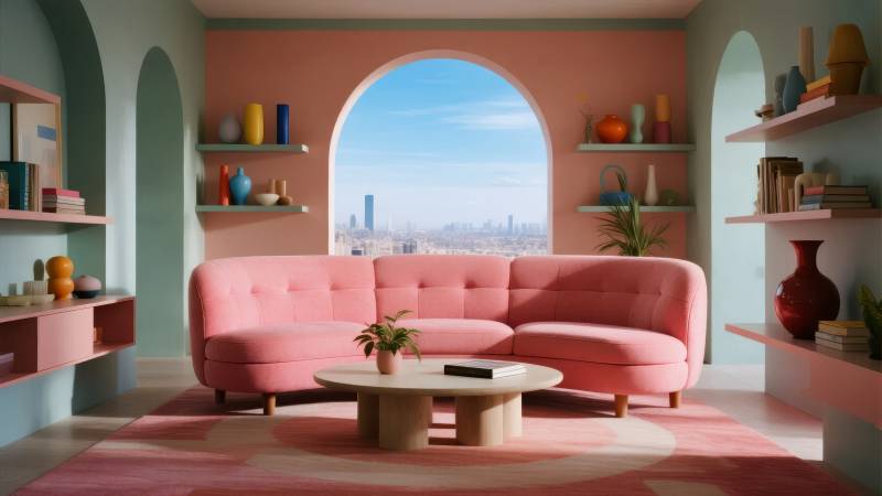 粉红客厅 梦幻城市景图片