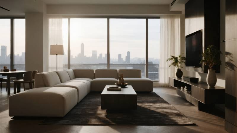 现代都市客厅风光图片