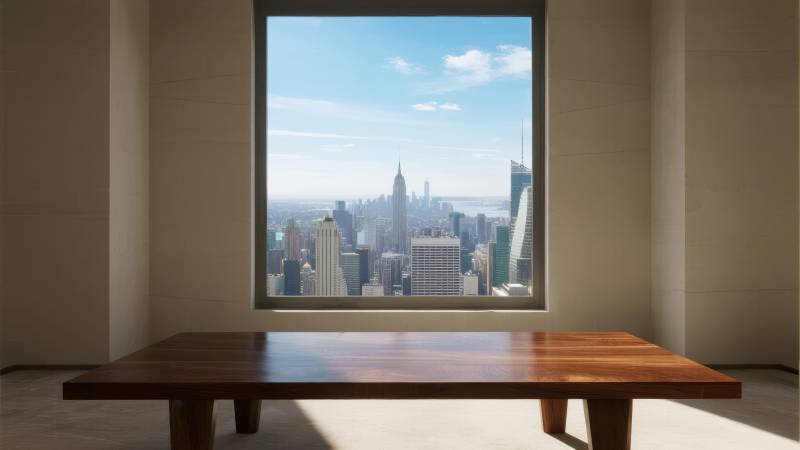 窗前城市风光图片