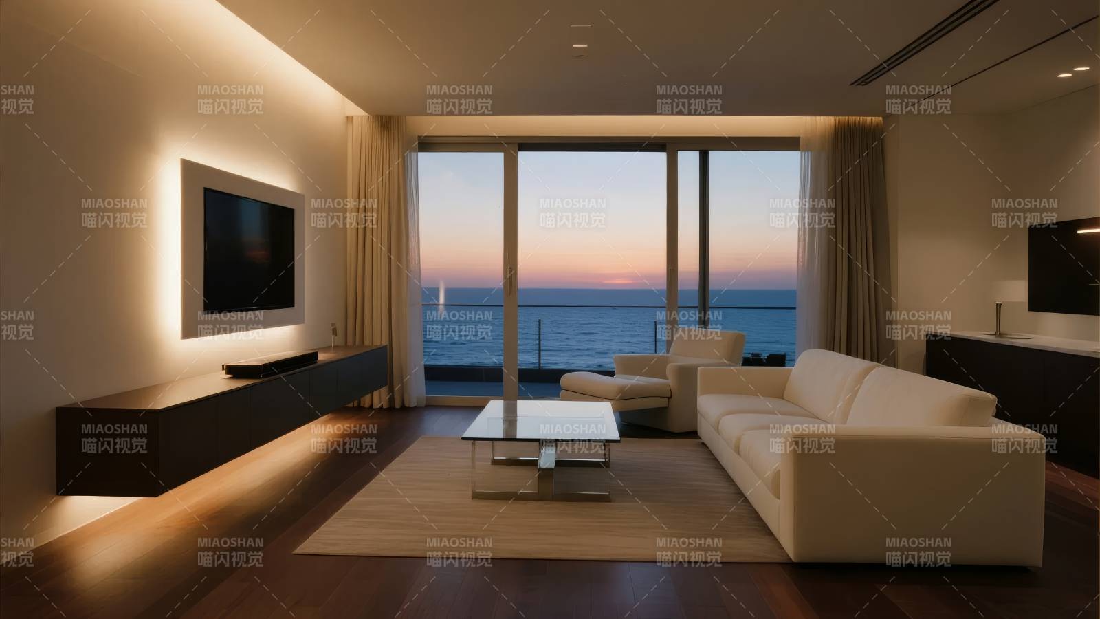 海景客厅夜景图片