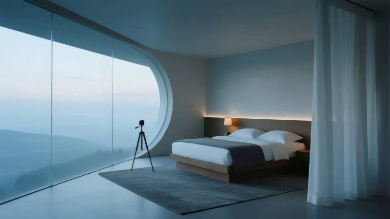 极简卧室观景房图片