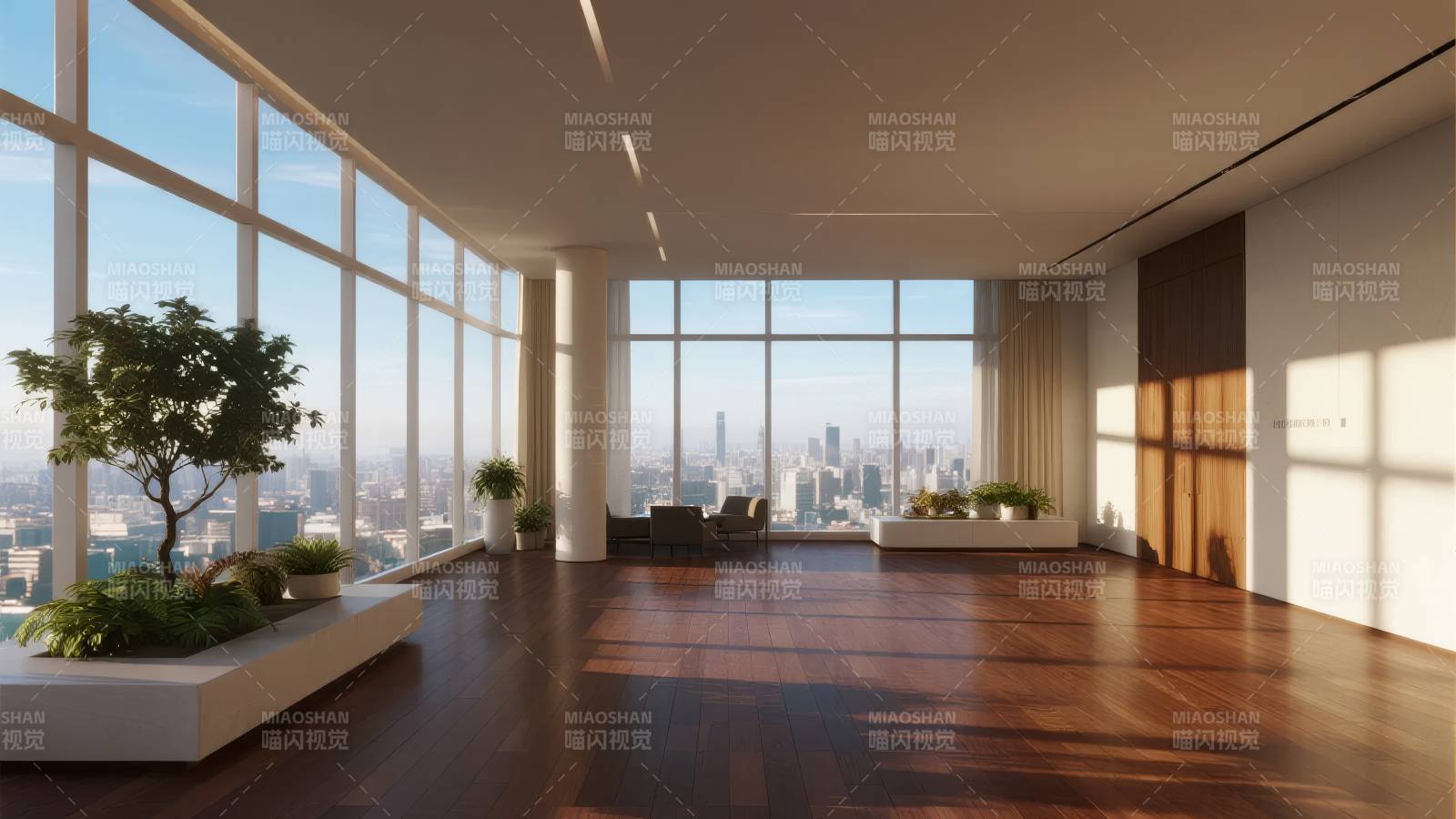 现代都市观景客厅图片