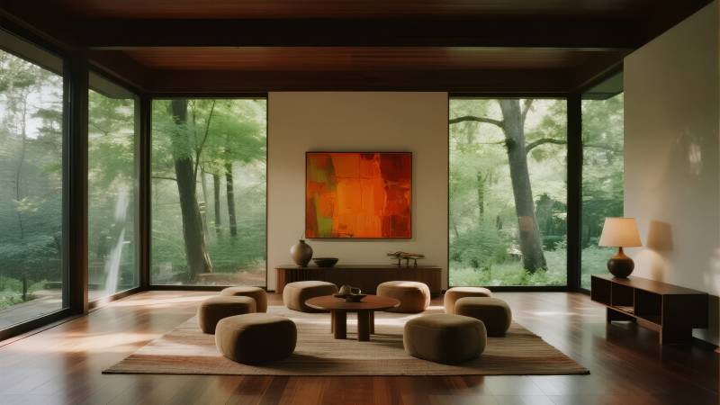 森林中的现代客厅图片