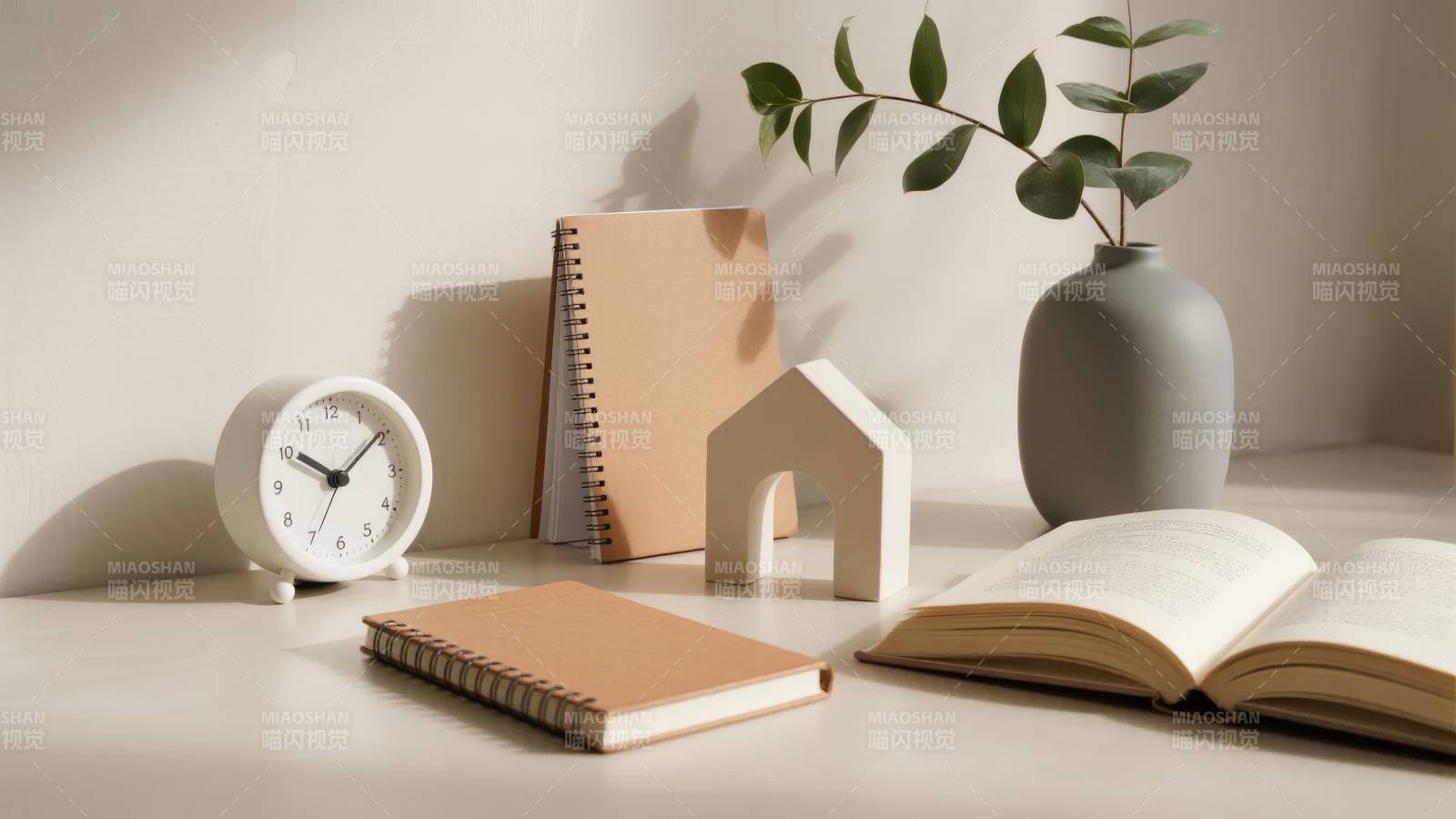 简约书桌布置图片