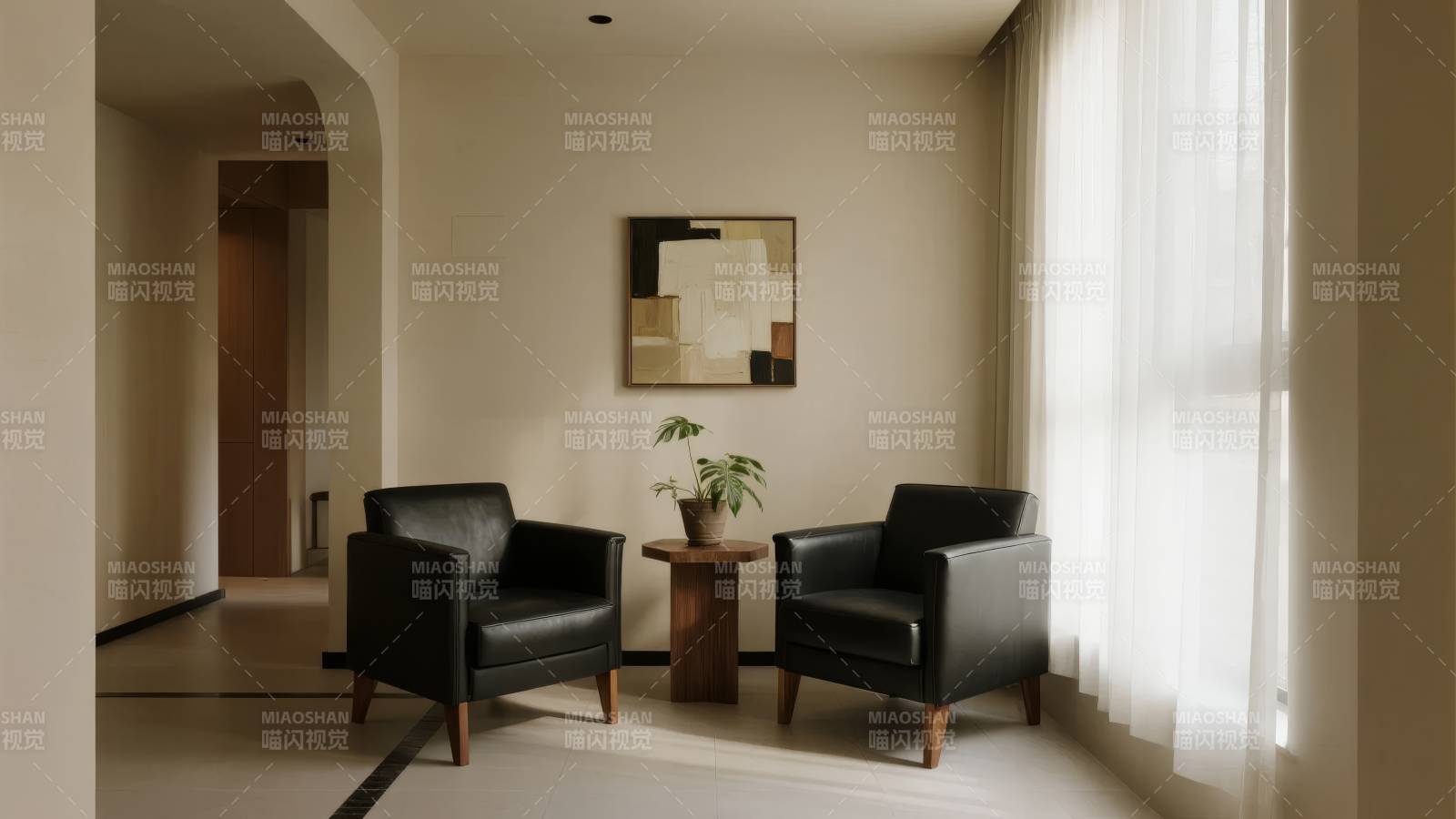 现代简约客厅一角图片