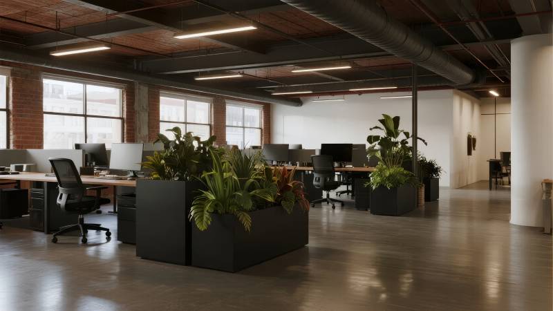 现代办公空间绿植点缀图片