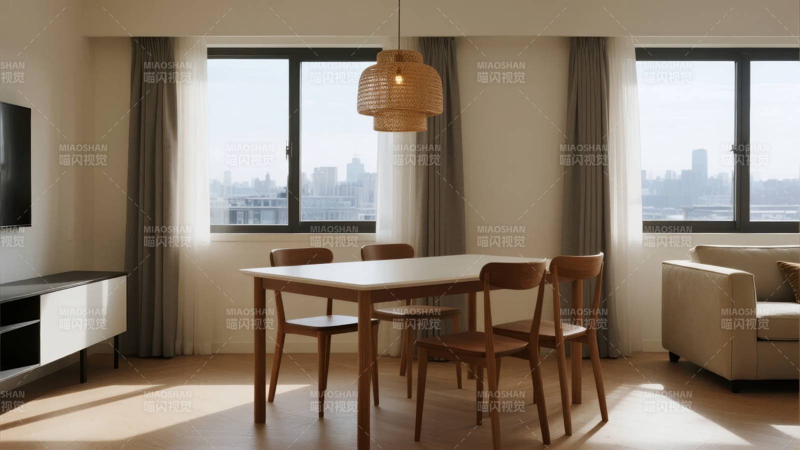 现代简约客厅餐厅图片