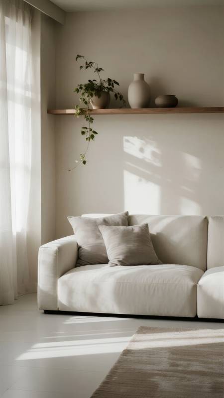 简约客厅光影静谧图片