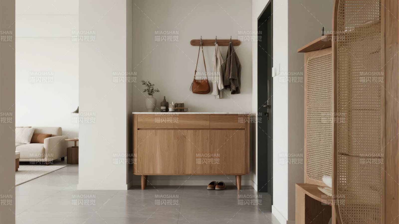 简约原木风玄关设计图片